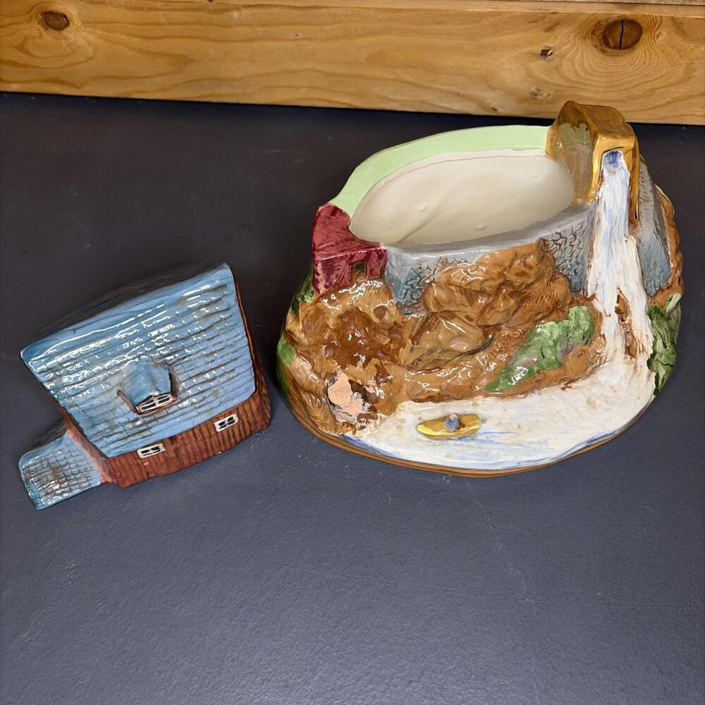 Rick Wisecarver Vintage Old Mill Cookie Jar Folk Art Americana Rustic Pottery - Picture 6 of 9